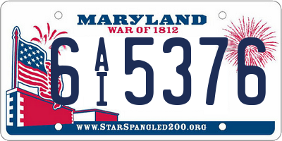 MD license plate 6AI5376