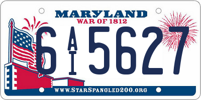 MD license plate 6AI5627