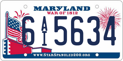 MD license plate 6AI5634