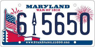 MD license plate 6AI5650
