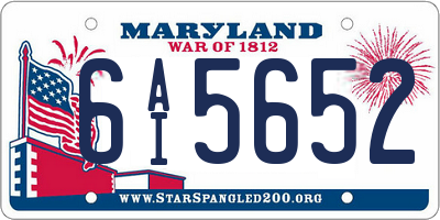 MD license plate 6AI5652