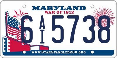 MD license plate 6AI5738