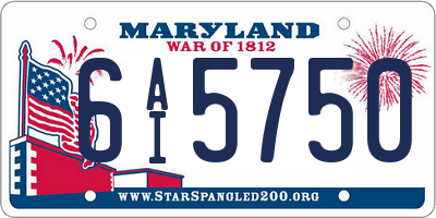 MD license plate 6AI5750