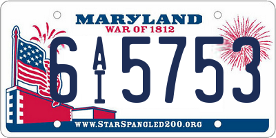 MD license plate 6AI5753