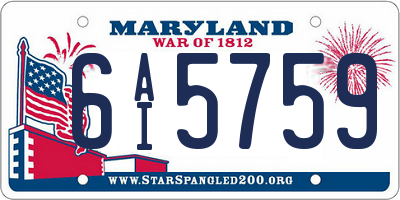 MD license plate 6AI5759