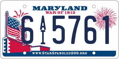 MD license plate 6AI5761