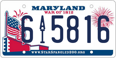 MD license plate 6AI5816