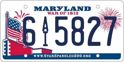 MD license plate 6AI5827