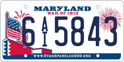 MD license plate 6AI5843