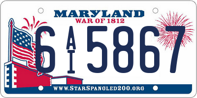 MD license plate 6AI5867