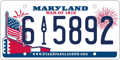 MD license plate 6AI5892