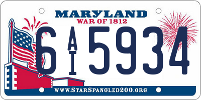 MD license plate 6AI5934