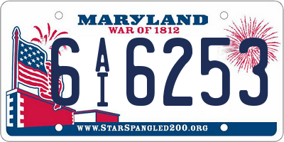 MD license plate 6AI6253