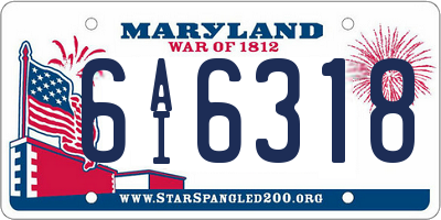 MD license plate 6AI6318