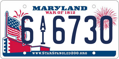 MD license plate 6AI6730