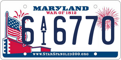MD license plate 6AI6770