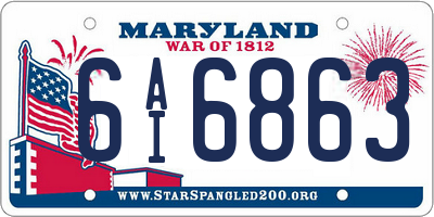 MD license plate 6AI6863