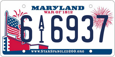 MD license plate 6AI6937
