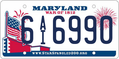 MD license plate 6AI6990