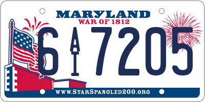 MD license plate 6AI7205