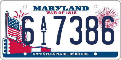 MD license plate 6AI7386