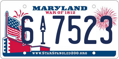 MD license plate 6AI7523
