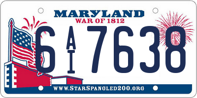 MD license plate 6AI7638