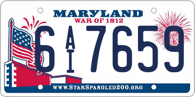 MD license plate 6AI7659