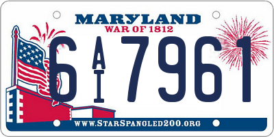 MD license plate 6AI7961