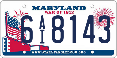 MD license plate 6AI8143