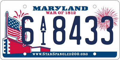 MD license plate 6AI8433