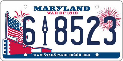 MD license plate 6AI8523