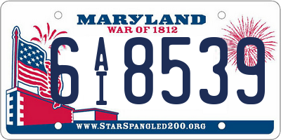 MD license plate 6AI8539