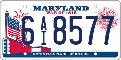 MD license plate 6AI8577