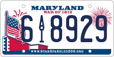 MD license plate 6AI8929