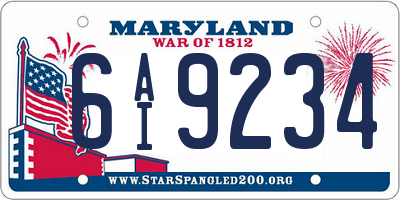 MD license plate 6AI9234