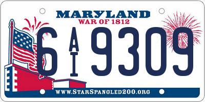 MD license plate 6AI9309
