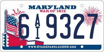 MD license plate 6AI9327