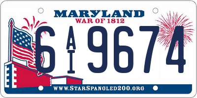 MD license plate 6AI9674