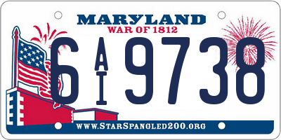 MD license plate 6AI9738