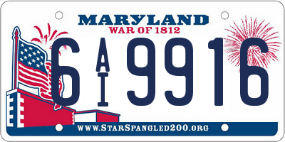 MD license plate 6AI9916