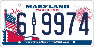 MD license plate 6AI9974