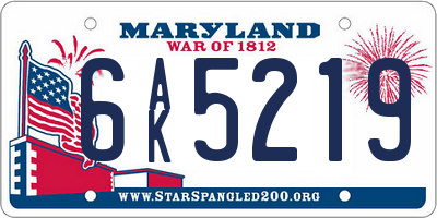 MD license plate 6AK5219