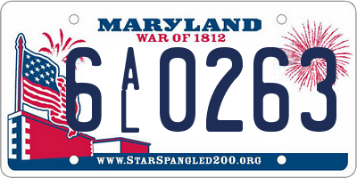 MD license plate 6AL0263