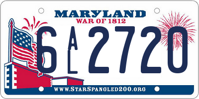 MD license plate 6AL2720