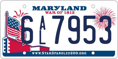 MD license plate 6AL7953