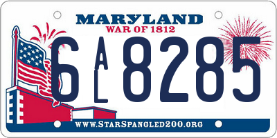 MD license plate 6AL8285