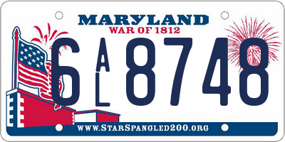 MD license plate 6AL8748