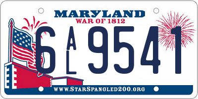 MD license plate 6AL9541