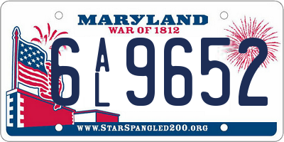 MD license plate 6AL9652